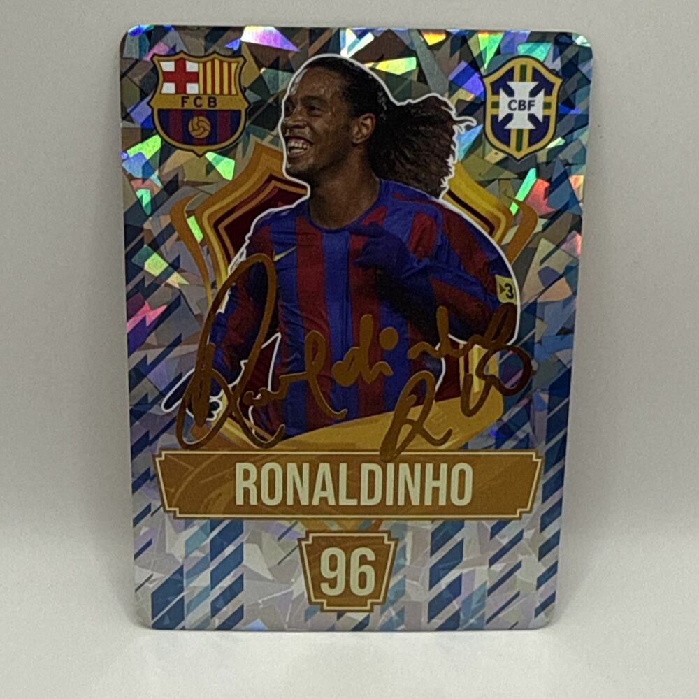 Ronaldinho - Holo Foil Soccer Card 2024 Gold Printed Signature Barcelona
